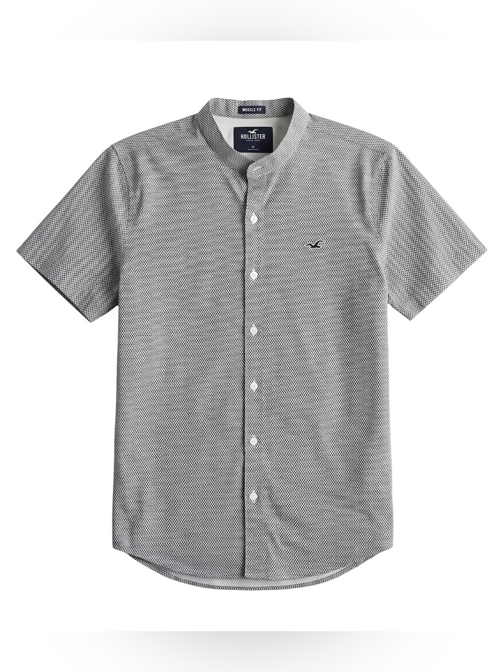 Hollister Epic Flex Shirt Men’s M Navy Muscle Fit Stretch Short Sleeve Logo Prep